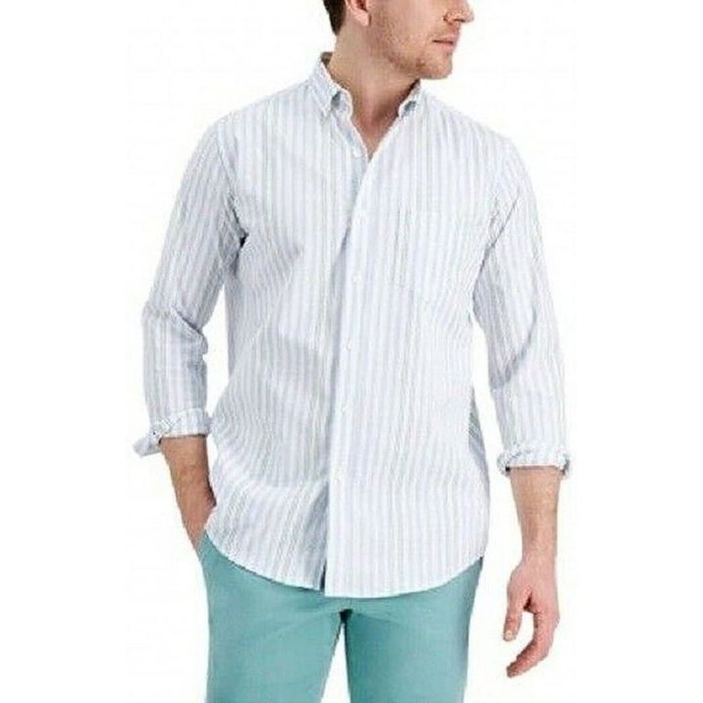Club Room Men's Button Down John Oxford Shirt -SIZE XL White Combo $55.00
